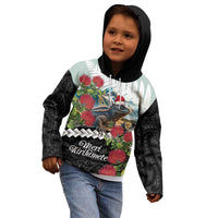 Meri Kirihimete Tuatara Kid Hoodie New Zealand Fern with Puhutukawa Flowers LT9 - Polynesian Pride