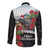 Meri Kirihimete Tuatara Long Sleeve Button Shirt New Zealand Fern with Puhutukawa Flowers