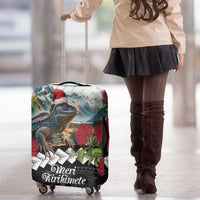 Meri Kirihimete Tuatara Luggage Cover New Zealand Fern with Puhutukawa Flowers LT9 - Polynesian Pride