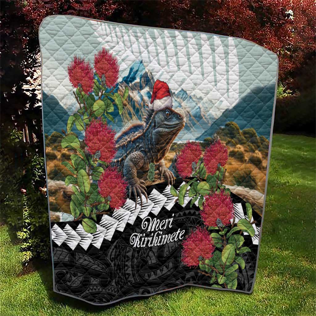 Meri Kirihimete Tuatara Quilt New Zealand Fern with Puhutukawa Flowers LT9 - Polynesian Pride