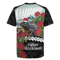 Meri Kirihimete Tuatara Rugby Jersey New Zealand Fern with Puhutukawa Flowers LT9 - Polynesian Pride