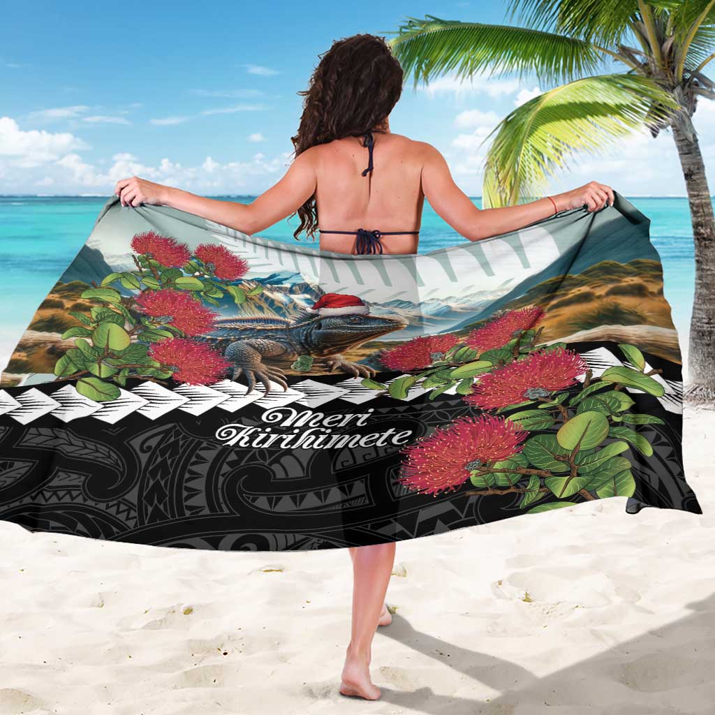 Meri Kirihimete Tuatara Sarong New Zealand Fern with Puhutukawa Flowers LT9 - Polynesian Pride