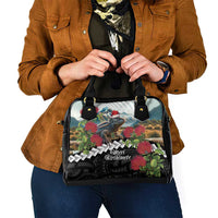 Meri Kirihimete Tuatara Shoulder Handbag New Zealand Fern with Puhutukawa Flowers LT9 - Polynesian Pride