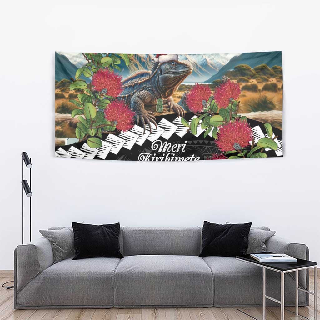 Meri Kirihimete Tuatara Tapestry New Zealand Fern with Puhutukawa Flowers LT9