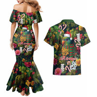 Meri Kirihimete Kakapo Santa Couples Matching Mermaid Dress and Hawaiian Shirt Merry Christmas with Tropical Vibe LT9 - Polynesian Pride