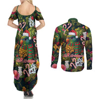 Meri Kirihimete Kakapo Santa Couples Matching Summer Maxi Dress and Long Sleeve Button Shirt Merry Christmas with Tropical Vibe LT9 - Polynesian Pride