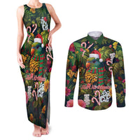 Meri Kirihimete Kakapo Santa Couples Matching Tank Maxi Dress and Long Sleeve Button Shirt Merry Christmas with Tropical Vibe LT9 Green - Polynesian Pride