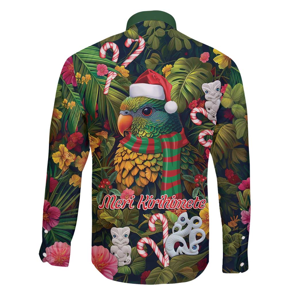Meri Kirihimete Kakapo Santa Family Matching Long Sleeve Bodycon Dress and Hawaiian Shirt Merry Christmas with Tropical Vibe
