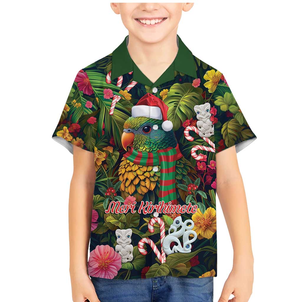 Meri Kirihimete Kakapo Santa Family Matching Mermaid Dress and Hawaiian Shirt Merry Christmas with Tropical Vibe