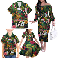 Meri Kirihimete Kakapo Santa Family Matching Off The Shoulder Long Sleeve Dress and Hawaiian Shirt Merry Christmas with Tropical Vibe LT9 - Polynesian Pride