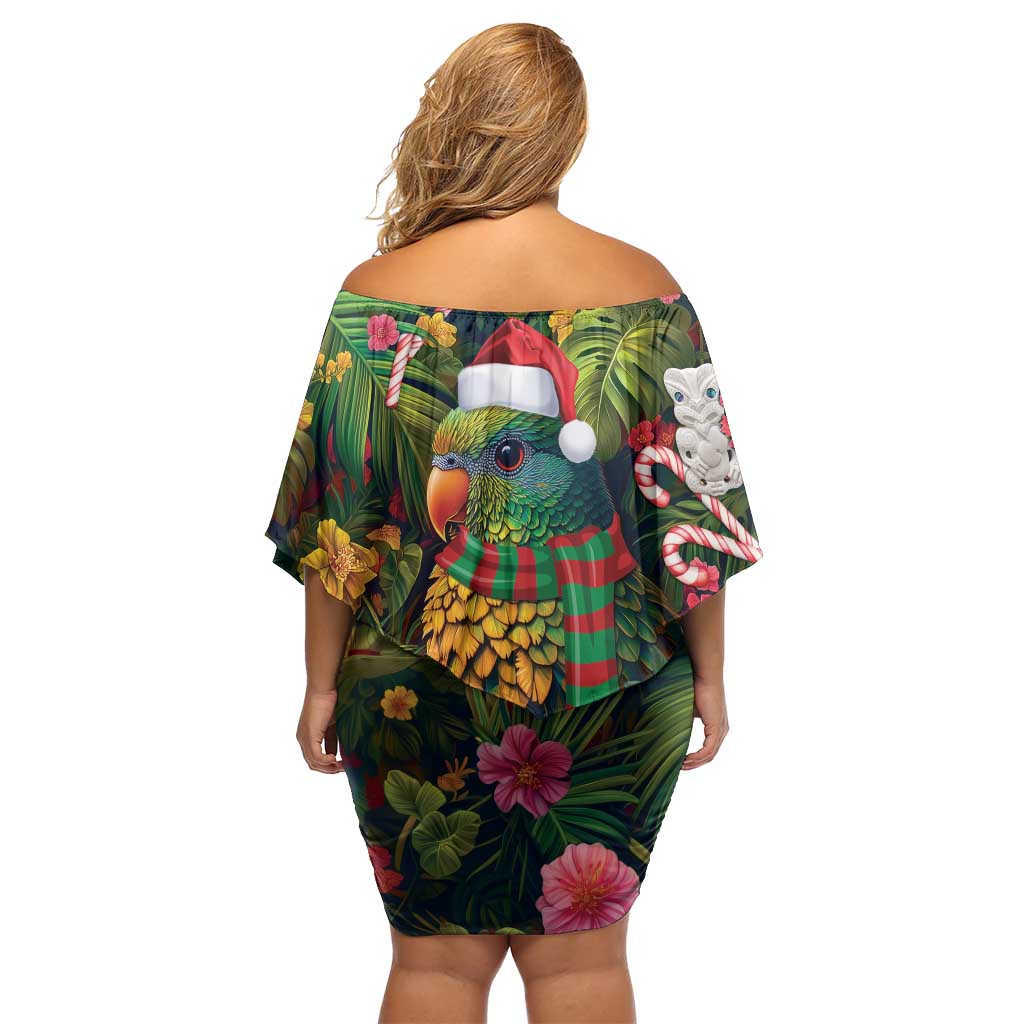 Meri Kirihimete Kakapo Santa Family Matching Off Shoulder Short Dress and Hawaiian Shirt Merry Christmas with Tropical Vibe LT9 - Polynesian Pride