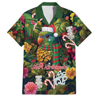 Meri Kirihimete Kakapo Santa Family Matching Puletasi and Hawaiian Shirt Merry Christmas with Tropical Vibe LT9 Dad's Shirt - Short Sleeve Green - Polynesian Pride