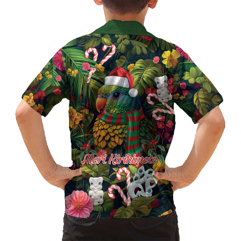 Meri Kirihimete Kakapo Santa Family Matching Summer Maxi Dress and Hawaiian Shirt Merry Christmas with Tropical Vibe