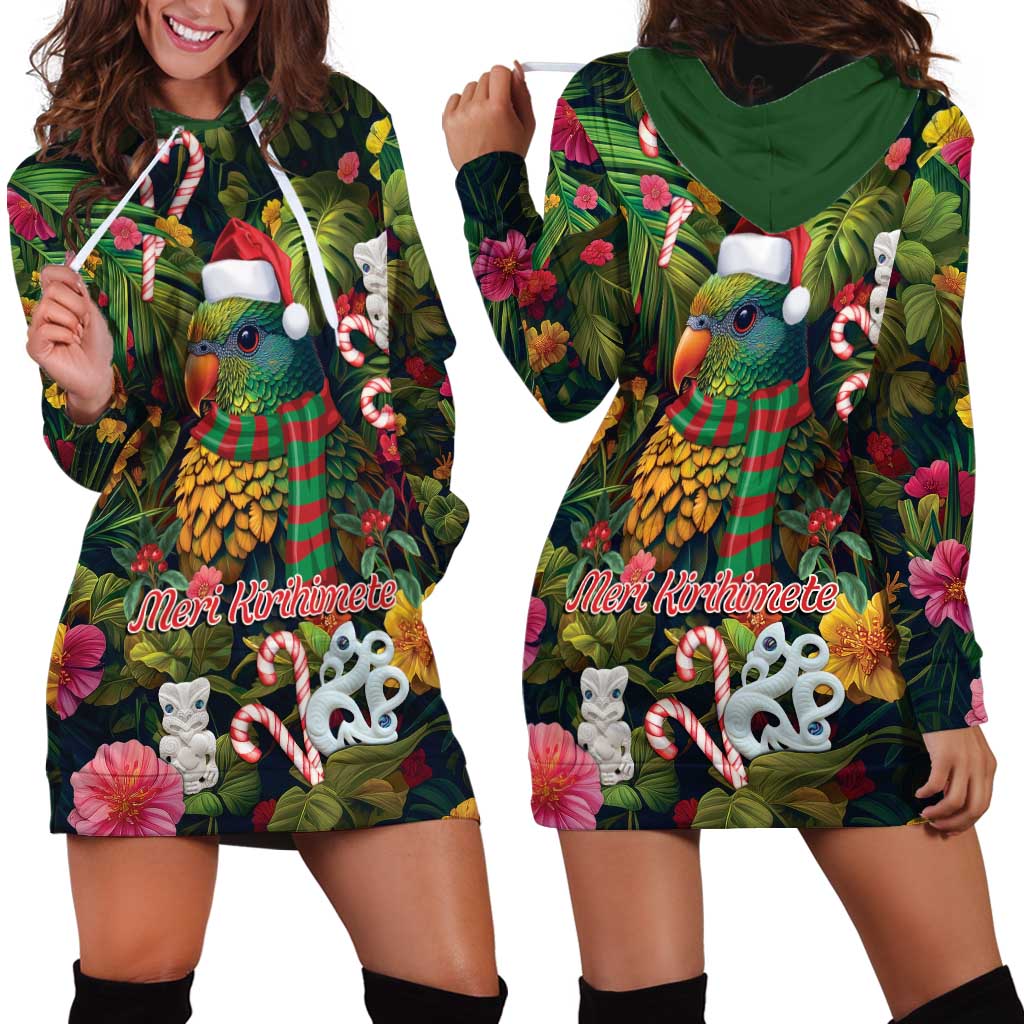 Meri Kirihimete Kakapo Santa Hoodie Dress Merry Christmas with Tropical Vibe LT9 - Polynesian Pride