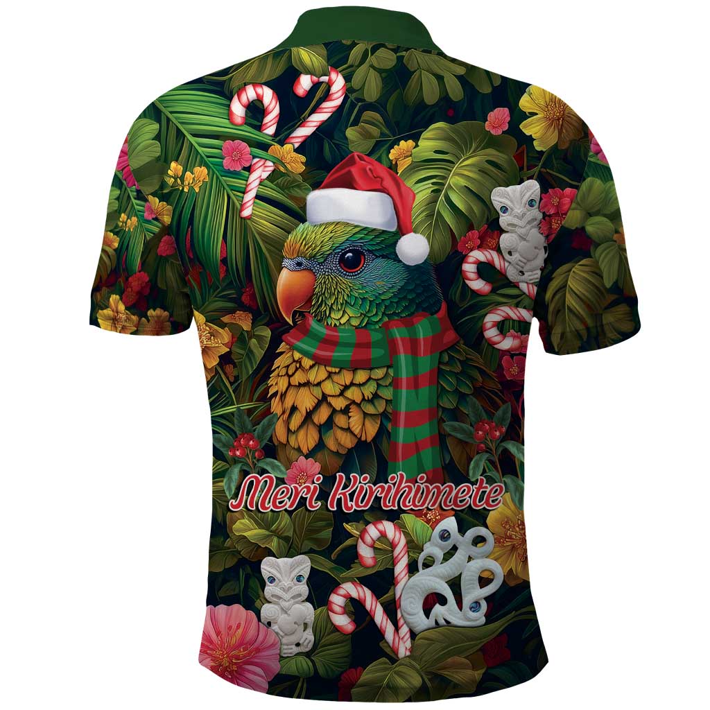 Meri Kirihimete Kakapo Santa Polo Shirt Merry Christmas with Tropical Vibe