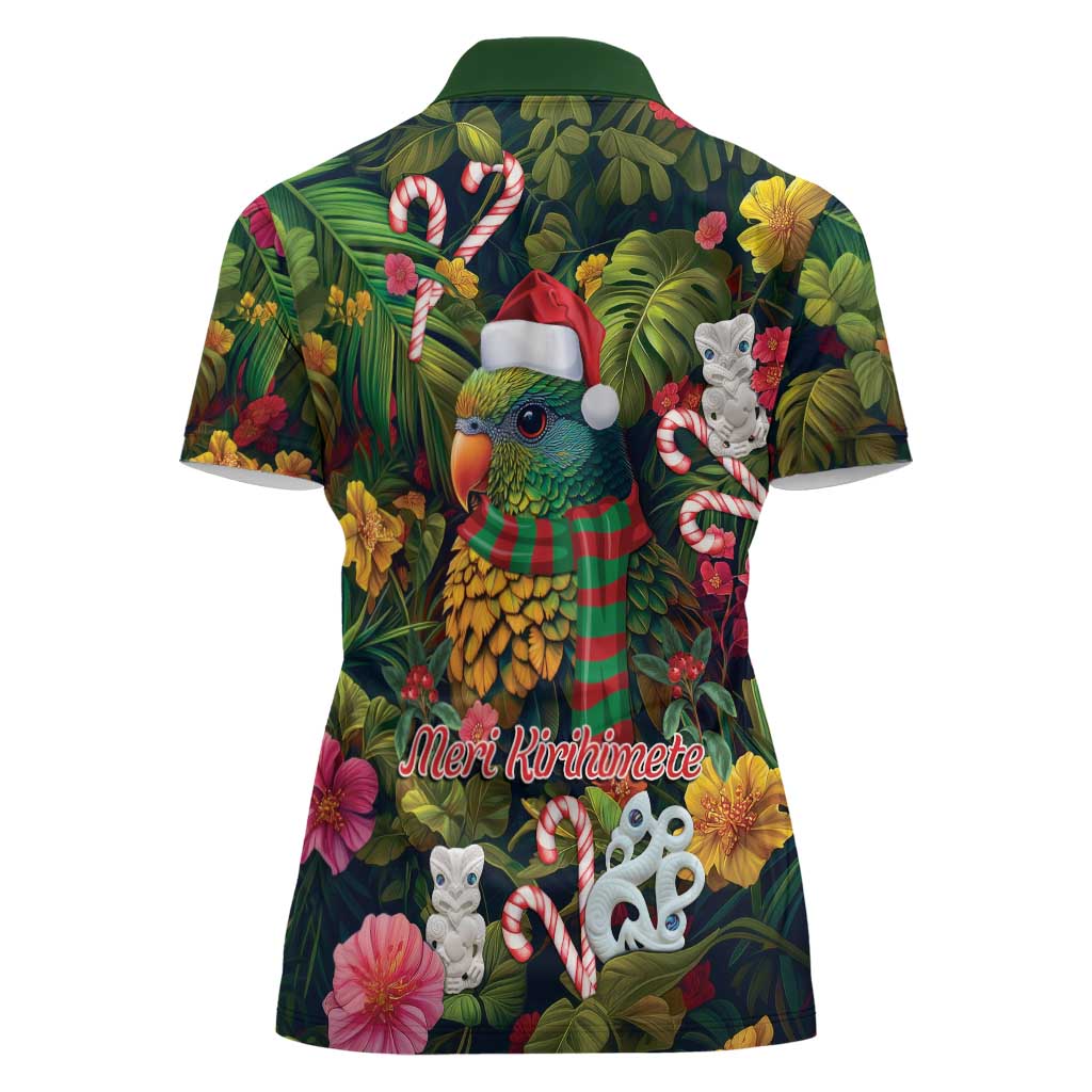 Meri Kirihimete Kakapo Santa Women Polo Shirt Merry Christmas with Tropical Vibe LT9 - Polynesian Pride