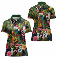 Meri Kirihimete Kakapo Santa Women Polo Shirt Merry Christmas with Tropical Vibe LT9 - Polynesian Pride