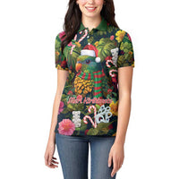 Meri Kirihimete Kakapo Santa Women Polo Shirt Merry Christmas with Tropical Vibe LT9 - Polynesian Pride