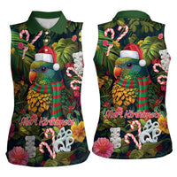 Meri Kirihimete Kakapo Santa Women Sleeveless Polo Shirt Merry Christmas with Tropical Vibe