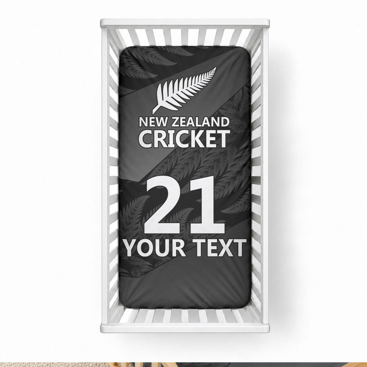 New Zealand Cricket Custom Baby Bed Cover Potae Pango Black Fern Pattern LT9 28 × 52 in Black - Polynesian Pride