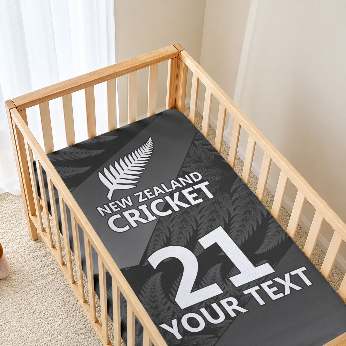 New Zealand Cricket Custom Baby Bed Cover Potae Pango Black Fern Pattern LT9 - Polynesian Pride