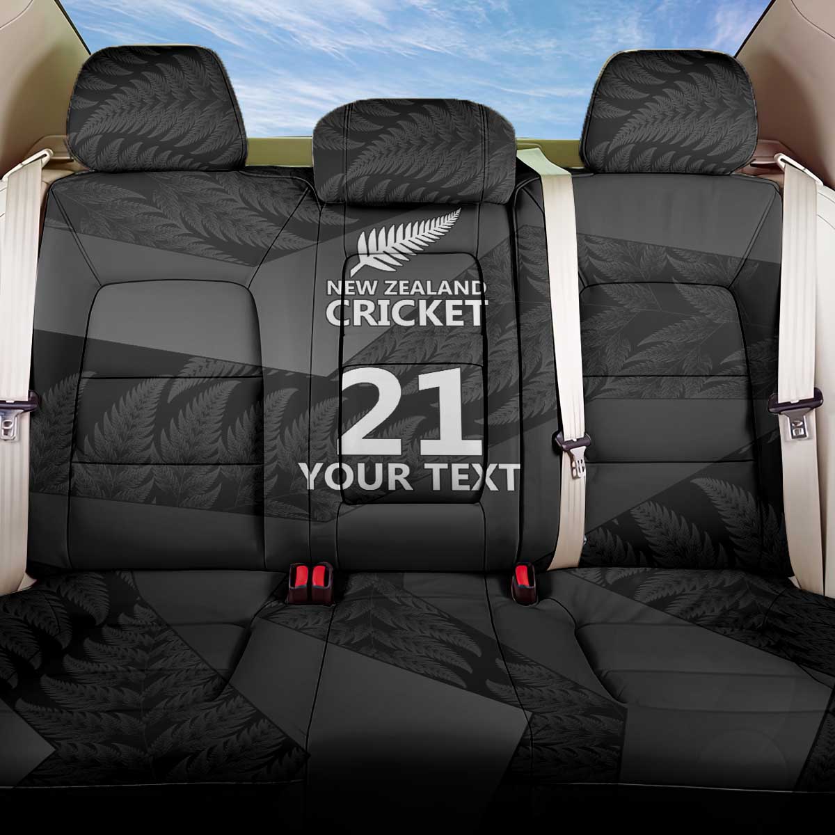 New Zealand Cricket Custom Back Car Seat Cover Potae Pango Black Fern Pattern LT9 One Size Black - Polynesian Pride