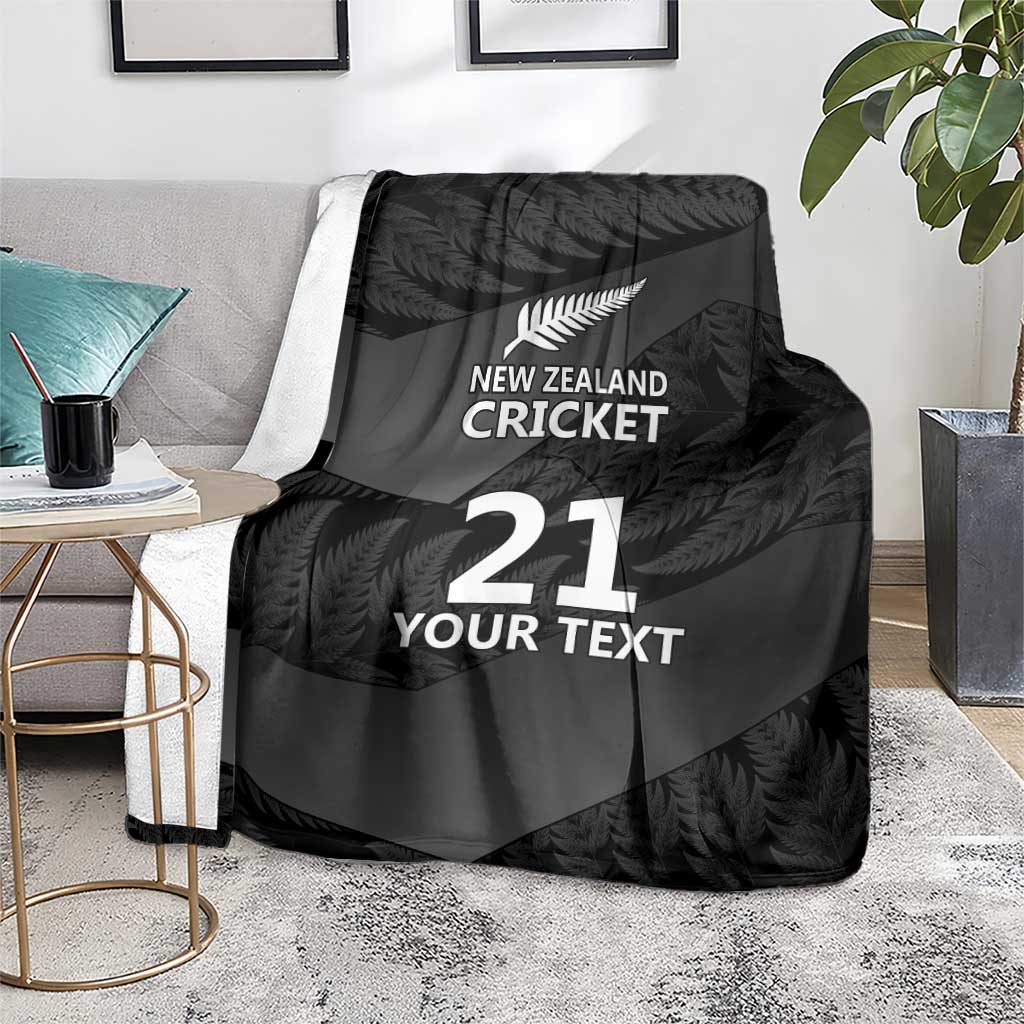 New Zealand Cricket Custom Blanket Potae Pango Black Fern Pattern