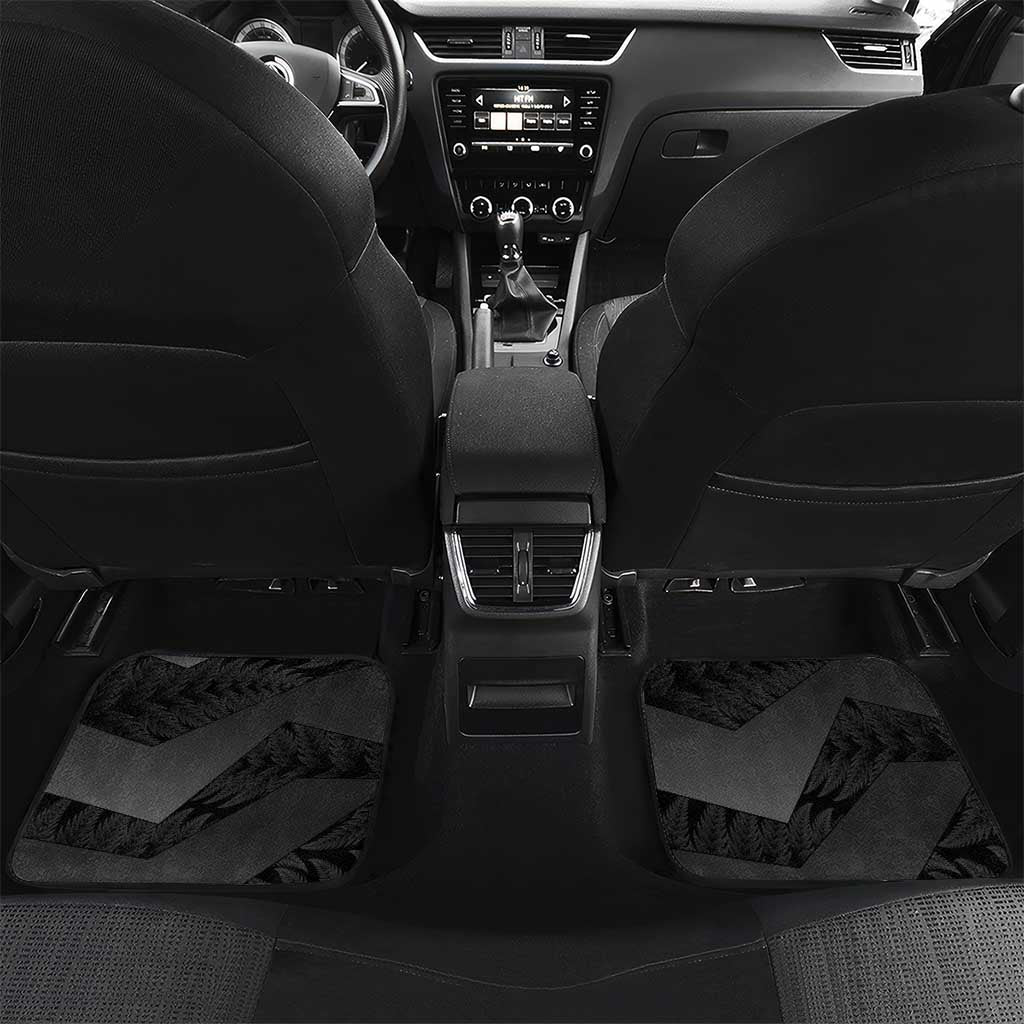 New Zealand Cricket Custom Car Mats Potae Pango Black Fern Pattern