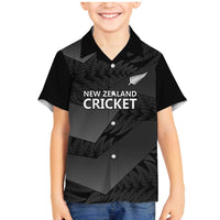 New Zealand Cricket Custom Family Matching Mermaid Dress and Hawaiian Shirt Potae Pango Black Fern Pattern LT9 Son's Shirt Black - Polynesian Pride