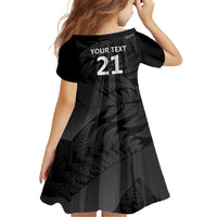 New Zealand Cricket Custom Family Matching Off Shoulder Maxi Dress and Hawaiian Shirt Potae Pango Black Fern Pattern LT9 - Polynesian Pride