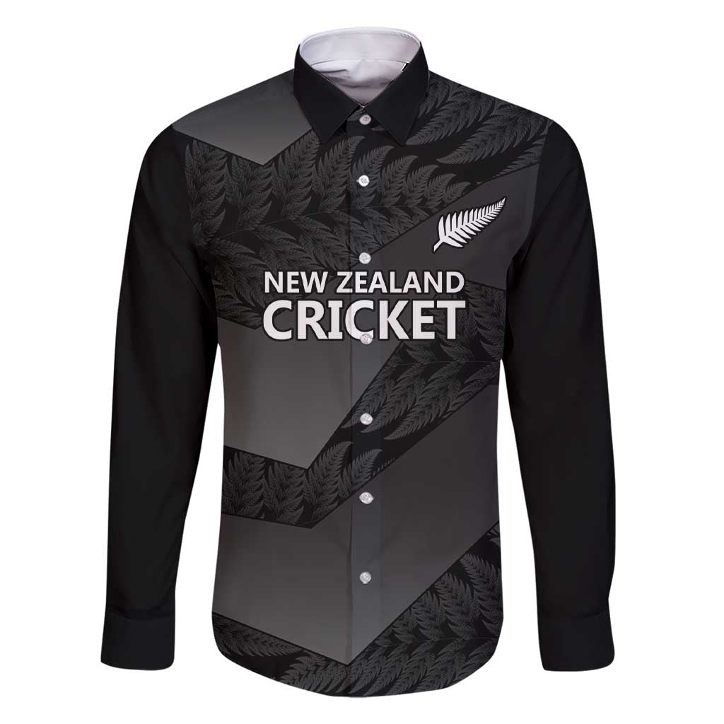 New Zealand Cricket Custom Family Matching Short Sleeve Bodycon Dress and Hawaiian Shirt Potae Pango Black Fern Pattern LT9 Dad's Shirt - Long Sleeve Black - Polynesian Pride
