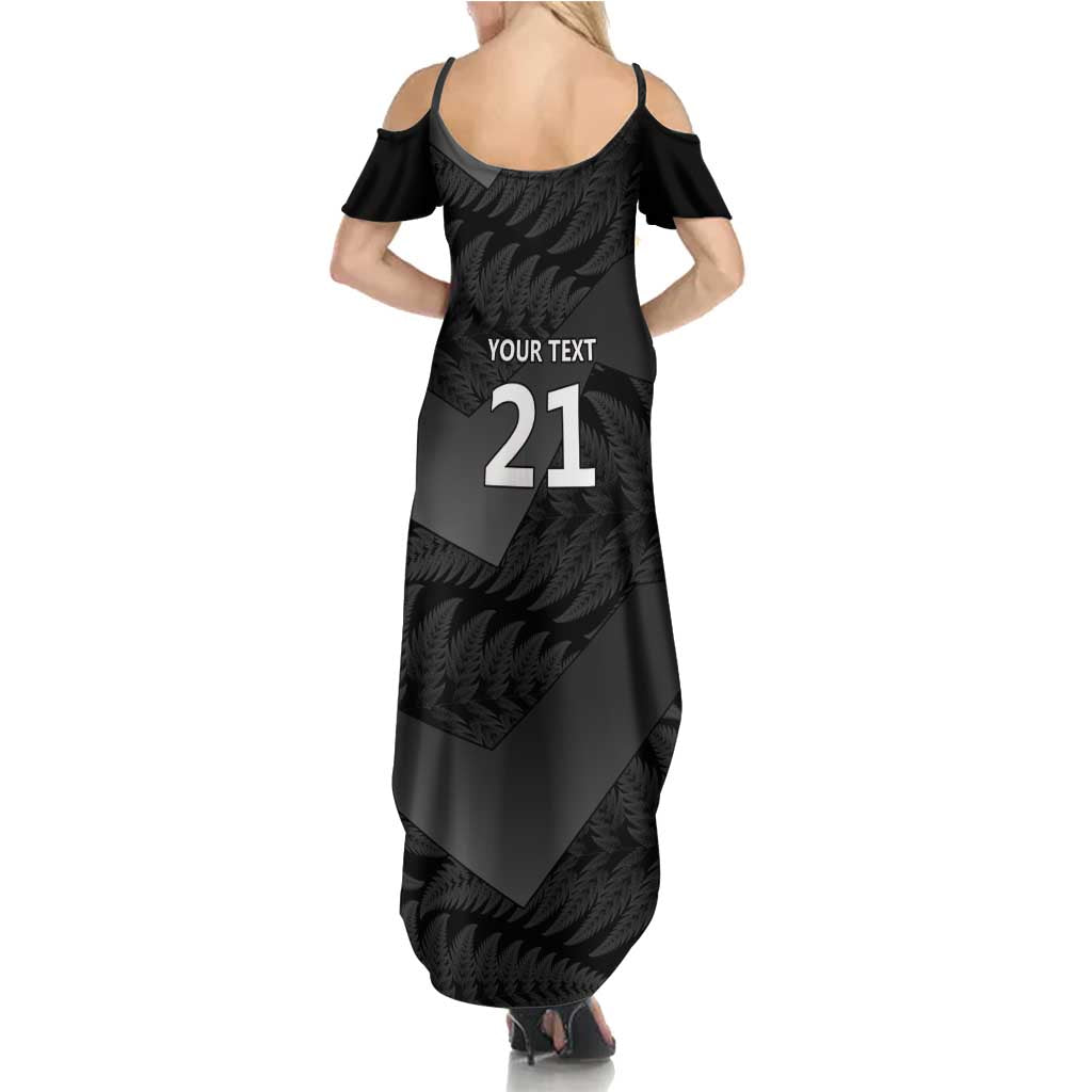 New Zealand Cricket Custom Family Matching Summer Maxi Dress and Hawaiian Shirt Potae Pango Black Fern Pattern LT9 - Polynesian Pride