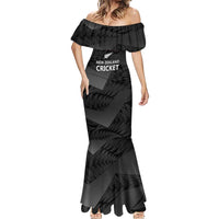 New Zealand Cricket Custom Mermaid Dress Potae Pango Black Fern Pattern