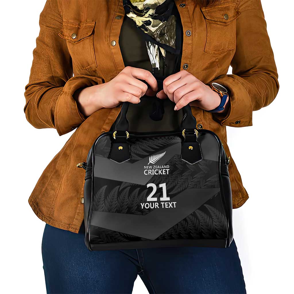 New Zealand Cricket Custom Shoulder Handbag Potae Pango Black Fern Pattern