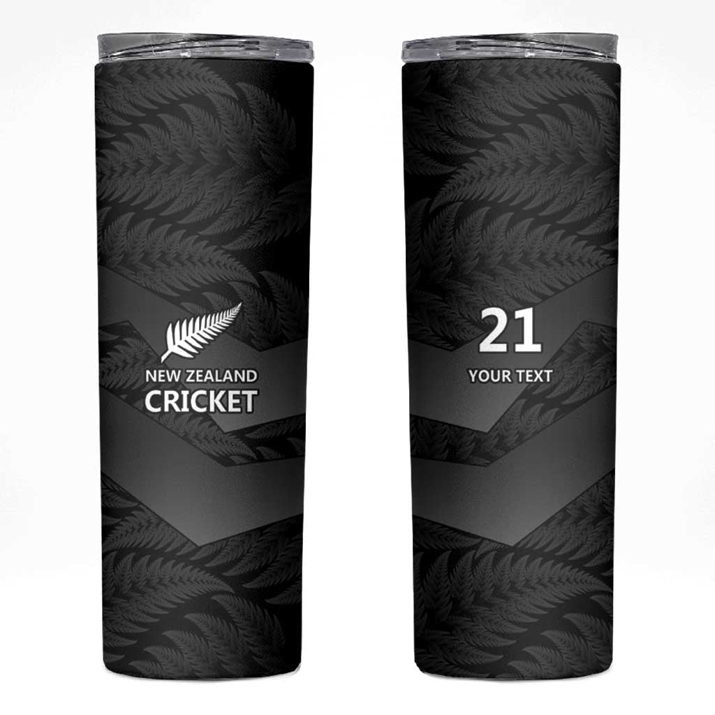 New Zealand Cricket Custom Skinny Tumbler Potae Pango Black Fern Pattern LT9 Black - Polynesian Pride