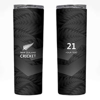 New Zealand Cricket Custom Skinny Tumbler Potae Pango Black Fern Pattern LT9 Black - Polynesian Pride