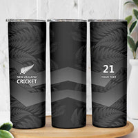 New Zealand Cricket Custom Skinny Tumbler Potae Pango Black Fern Pattern LT9 - Polynesian Pride
