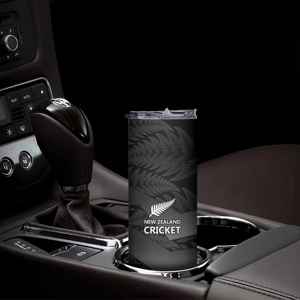 New Zealand Cricket Custom Skinny Tumbler Potae Pango Black Fern Pattern LT9 - Polynesian Pride