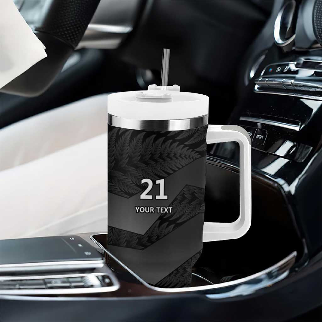 New Zealand Cricket Custom Tumbler With Handle Potae Pango Black Fern Pattern