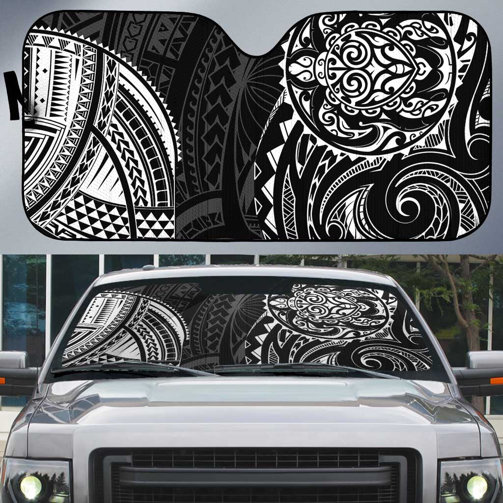 Polynesian Turtle Tribal Tattoo Auto Sun Shade Black Style LT9 Black - Polynesian Pride