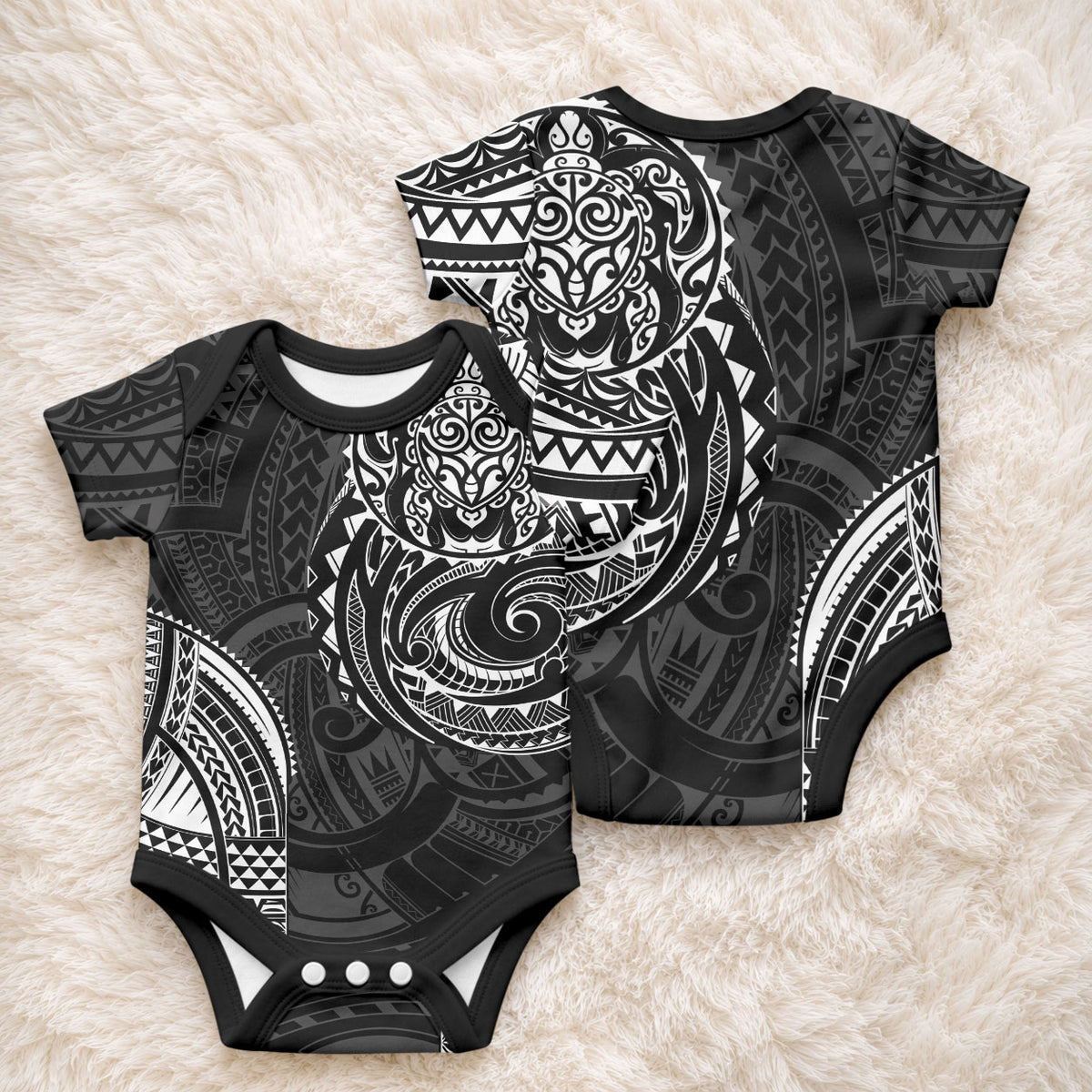Polynesian Turtle Tribal Tattoo Baby Onesie Black Style LT9 - Polynesian Pride