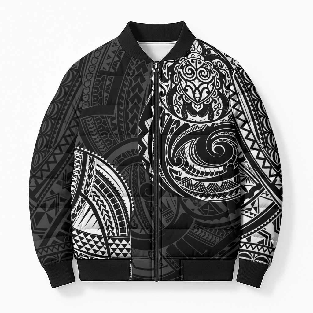 Polynesian Turtle Tribal Tattoo Bomber Puffer Jacket Black Style LT9 Unisex Black - Polynesian Pride