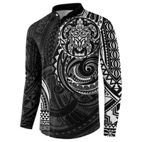 Polynesian Turtle Tribal Tattoo Button Sweatshirt Black Style
