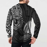 Polynesian Turtle Tribal Tattoo Button Sweatshirt Black Style