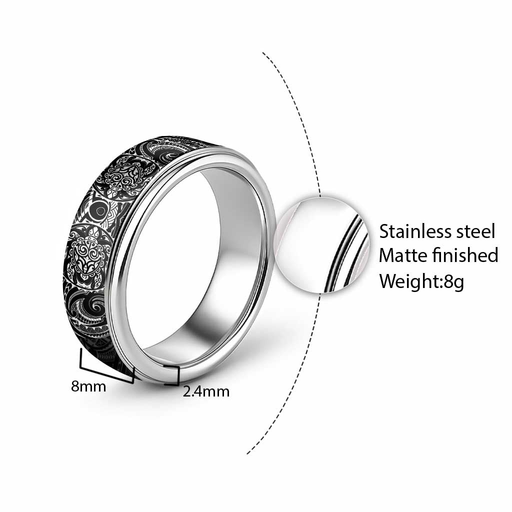 Polynesian Turtle Tribal Tattoo Classic Ring Black Style - Polynesian Pride