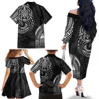 Polynesian Turtle Tribal Tattoo Family Matching Off The Shoulder Long Sleeve Dress and Hawaiian Shirt Black Style LT9 - Polynesian Pride