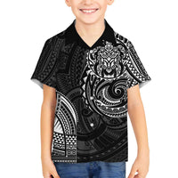 Polynesian Turtle Tribal Tattoo Family Matching Off The Shoulder Long Sleeve Dress and Hawaiian Shirt Black Style LT9 Son's Shirt Black - Polynesian Pride