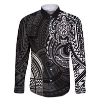 Polynesian Turtle Tribal Tattoo Family Matching Off Shoulder Maxi Dress and Hawaiian Shirt Black Style
