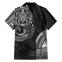Polynesian Turtle Tribal Tattoo Family Matching Off Shoulder Short Dress and Hawaiian Shirt Black Style