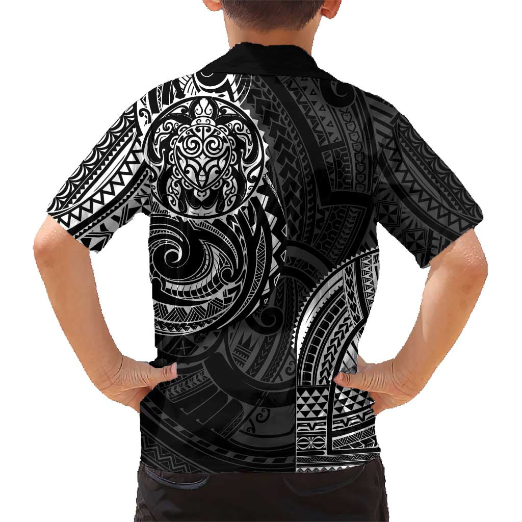 Polynesian Turtle Tribal Tattoo Family Matching Short Sleeve Bodycon Dress and Hawaiian Shirt Black Style LT9 - Polynesian Pride